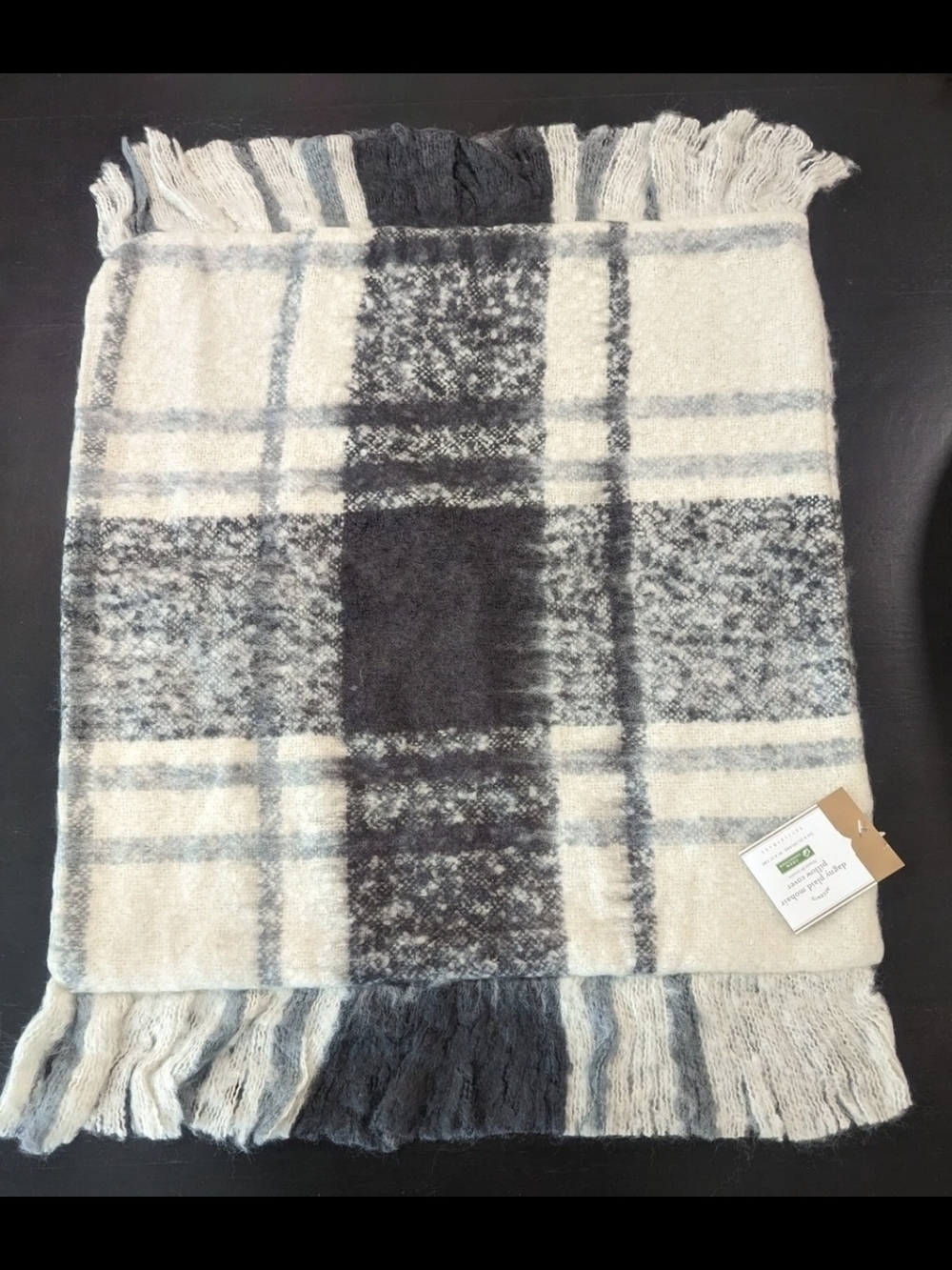 Pottery Barn Dagny Plaid Mohair pillow cover, 20 inch (*Discontinued)